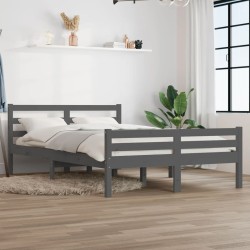 Cadre de lit sans matelas gris bois massif 120x200 cm 