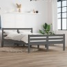 Cadre de lit sans matelas gris bois massif 120x200 cm 