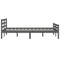 Cadre de lit sans matelas gris bois massif 120x200 cm 