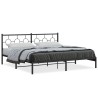 Cadre de lit métal sans matelas avec tête de lit noir 200x200cm 