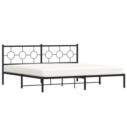 Cadre de lit métal sans matelas avec tête de lit noir 200x200cm 