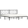 Cadre de lit métal sans matelas avec tête de lit noir 200x200cm 