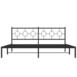 Cadre de lit métal sans matelas avec tête de lit noir 200x200cm 