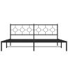Cadre de lit métal sans matelas avec tête de lit noir 200x200cm 