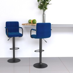 Tabourets de bar lot de 2 bleu tissu 