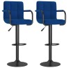 Tabourets de bar lot de 2 bleu tissu 