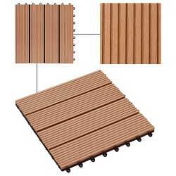Carreaux de terrasse 22 pcs 30 x 30 cm 2 m² WPC Teck 