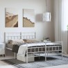 Cadre de lit métal sans matelas et pied de lit blanc 150x200 cm 