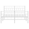 Cadre de lit métal sans matelas et pied de lit blanc 150x200 cm 