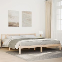 Cadre de lit extra long sans matelas 180x220 cm bois massif pin 