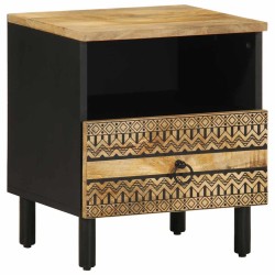Tables de chevet 2pcs noir 40x33x46cm bois manguier massif brut 