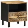 Tables de chevet 2pcs noir 40x33x46cm bois manguier massif brut 