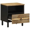 Tables de chevet 2pcs noir 40x33x46cm bois manguier massif brut 