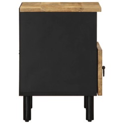 Tables de chevet 2pcs noir 40x33x46cm bois manguier massif brut 