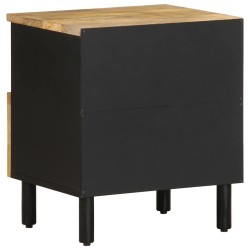 Tables de chevet 2pcs noir 40x33x46cm bois manguier massif brut 
