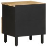 Tables de chevet 2pcs noir 40x33x46cm bois manguier massif brut 