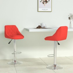 Tabourets de bar lot de 2 rouge similicuir 