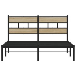 Cadre de lit en métal sans matelas chêne sonoma 135x190 cm 