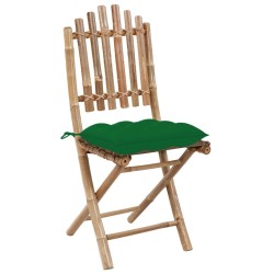 Chaises pliables de jardin lot de 2 avec coussins Bambou 