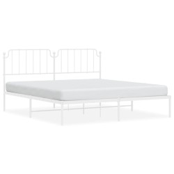 Cadre de lit métal sans matelas et tête de lit blanc 180x200 cm 