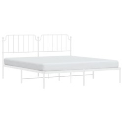 Cadre de lit métal sans matelas et tête de lit blanc 180x200 cm 
