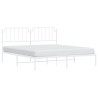 Cadre de lit métal sans matelas et tête de lit blanc 180x200 cm 