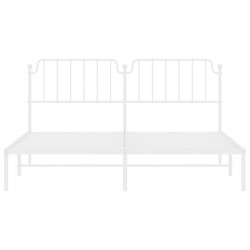 Cadre de lit métal sans matelas et tête de lit blanc 180x200 cm 