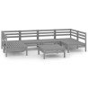 Salon de jardin 7 pcs Gris Bois de pin massif 