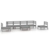 Salon de jardin 7 pcs Gris Bois de pin massif 