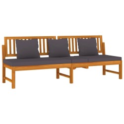 Lit de jour avec coussin gris 200x60x75 cm Bois d'acacia solide  
