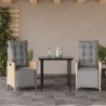 Ensemble à manger de jardin et coussins 3 pcs mélange beige 