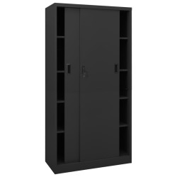 Armoire de bureau et porte coulissante Anthracite 90x40x180 cm 