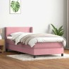 Sommier à lattes de lit avec matelas rose 90x210 cm velours 