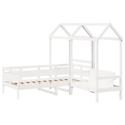 Ensemble de lit de jour et de banc avec toit sans matelas blanc 