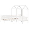Ensemble de lit de jour et de banc avec toit sans matelas blanc 