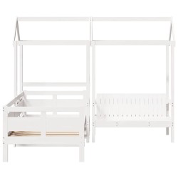 Ensemble de lit de jour et de banc avec toit sans matelas blanc 