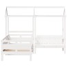 Ensemble de lit de jour et de banc avec toit sans matelas blanc 