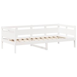 Ensemble de lit de jour et de banc avec toit sans matelas blanc 