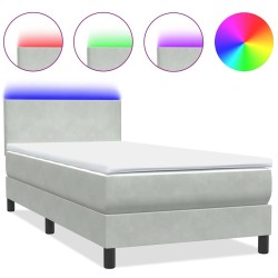 Sommier à lattes de lit et matelas gris clair 80x210 cm velours 