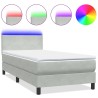 Sommier à lattes de lit et matelas gris clair 80x210 cm velours 