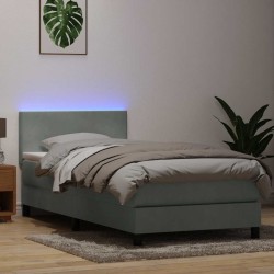 Sommier à lattes de lit et matelas gris clair 80x210 cm velours 