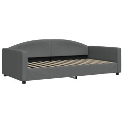 Lit de jour avec matelas gris foncé 100x200 cm tissu 