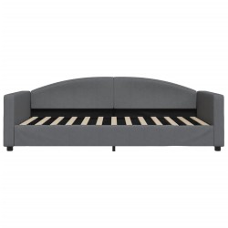 Lit de jour avec matelas gris foncé 100x200 cm tissu 