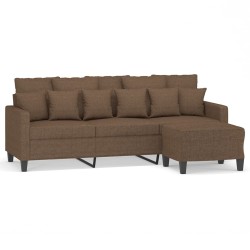 Canapé à 3 places avec repose-pieds Marron 180 cm Tissu 