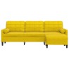 Canapé à 3 places avec repose-pied jaune 210 cm velours 