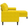 Canapé à 3 places avec repose-pied jaune 210 cm velours 