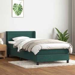 Sommier à lattes de lit et matelas vert foncé 80x220 cm velours 