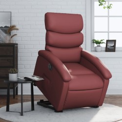 Fauteuil inclinable électrique rouge bordeaux similicuir 
