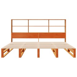 Lit bibliothèque sans matelas cire marron 180x200cm bois massif 
