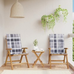 Chaises de jardin inclinables lot de 2 et coussins teck massif 